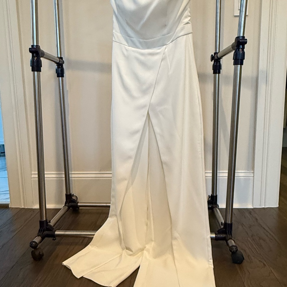 White House Black Market Cream Wide Leg Jumpsuit